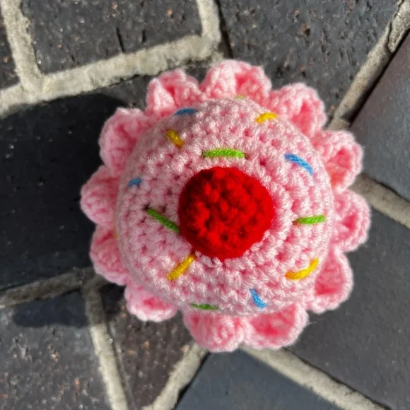 Hand Crocheted Emotional Support Pink Cupcake Plushie! - Picture 6 of 9
